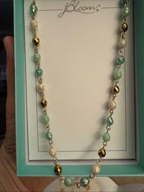 bloom Mint-Gold Faceted Bead Necklace